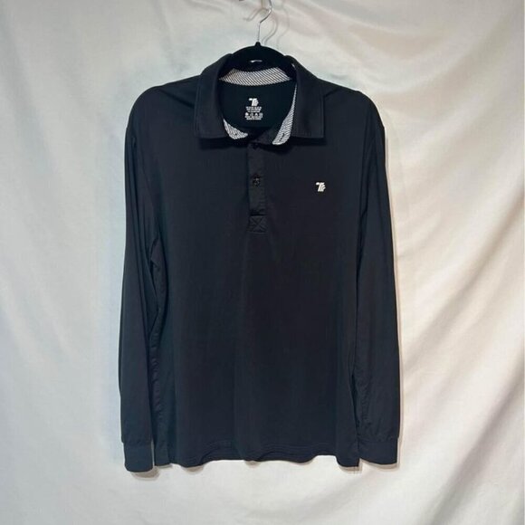 Men’s collared lightweight king sleeve golf shirt. Black. Men’s size medium. - Picture 1 of 7